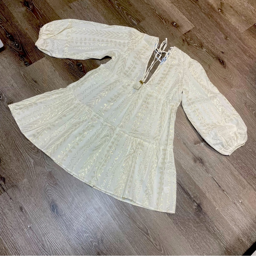 Blue Island Casual Sleeve Mini Dress Tie V Neckline And Low Back Size XS